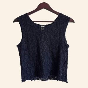 Vintage Navy Lace Tank Top
